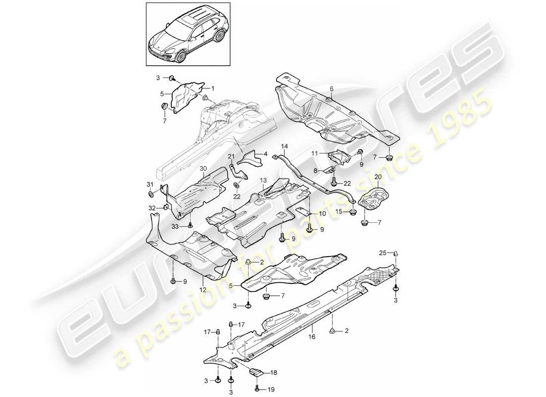 Porsche Cayenne E2 (2018) LINING Part Diagram