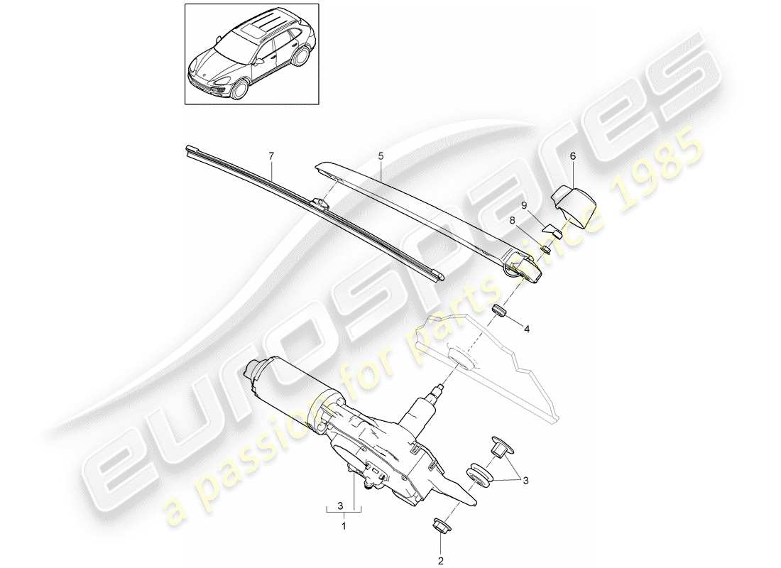 Porsche Cayenne E2 (2018) REAR WINDOW WIPER Part Diagram