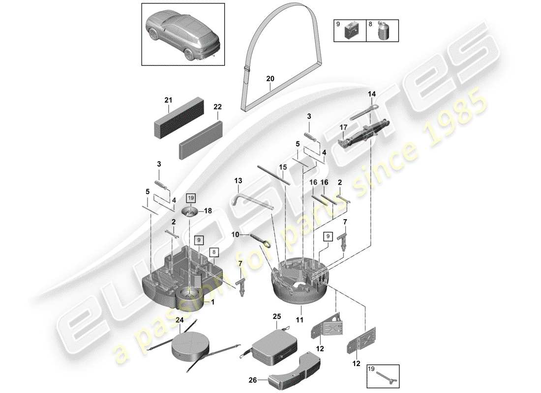 Porsche Cayenne E3 (2018) TOOL Parts Diagram