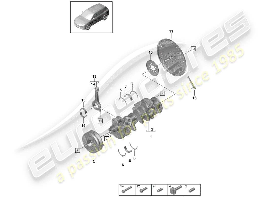 Porsche Cayenne E3 (2018) crankshaft Parts Diagram