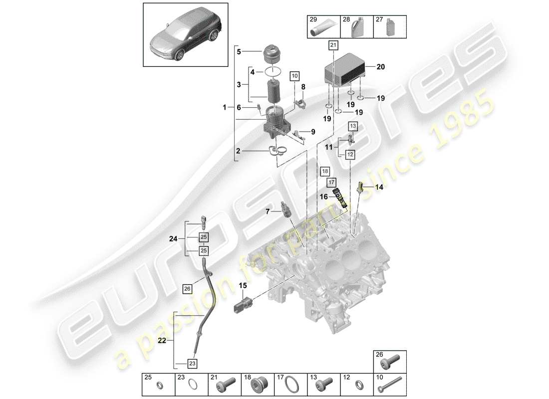 Porsche Cayenne E3 (2018) OIL FILTER Parts Diagram