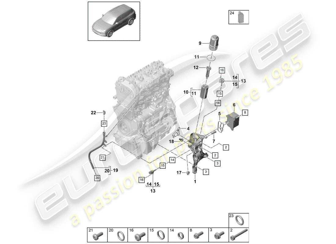 Porsche Cayenne E3 (2018) OIL FILTER Parts Diagram