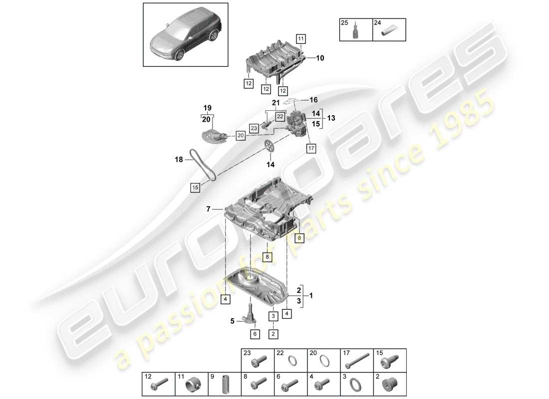 Porsche Cayenne E3 (2018) oil-conducting housing Parts Diagram