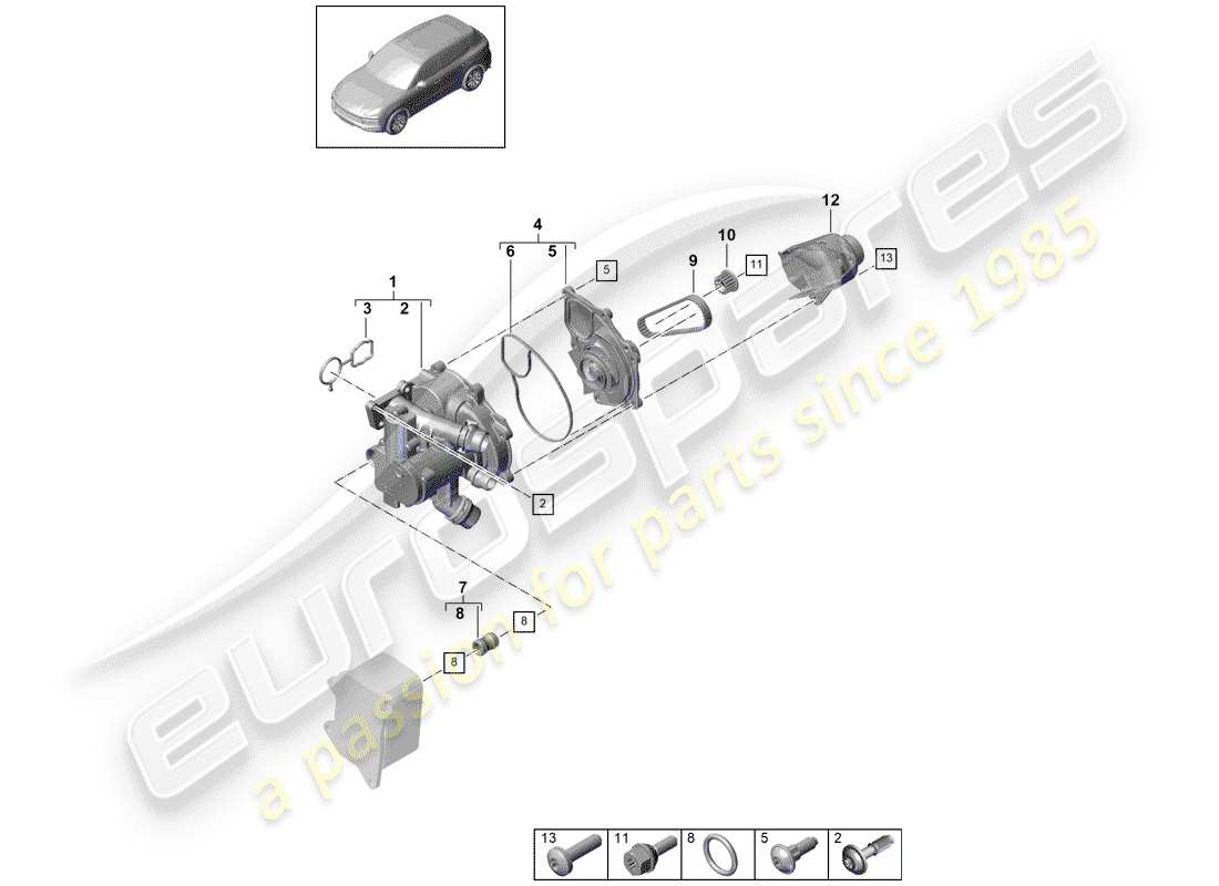 Porsche Cayenne E3 (2018) THERMOSTAT Parts Diagram