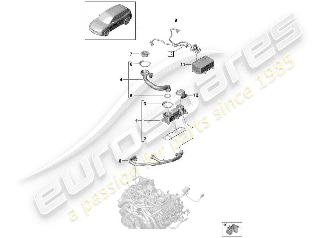 Porsche Cayenne E3 (2018) VENTILATION FOR CYLINDER BLOCK Parts Diagram