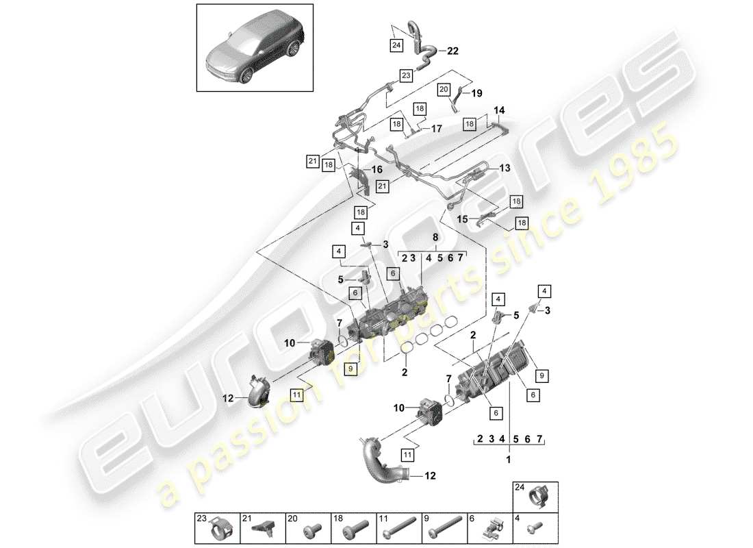 Porsche Cayenne E3 (2018) intake pipe Parts Diagram