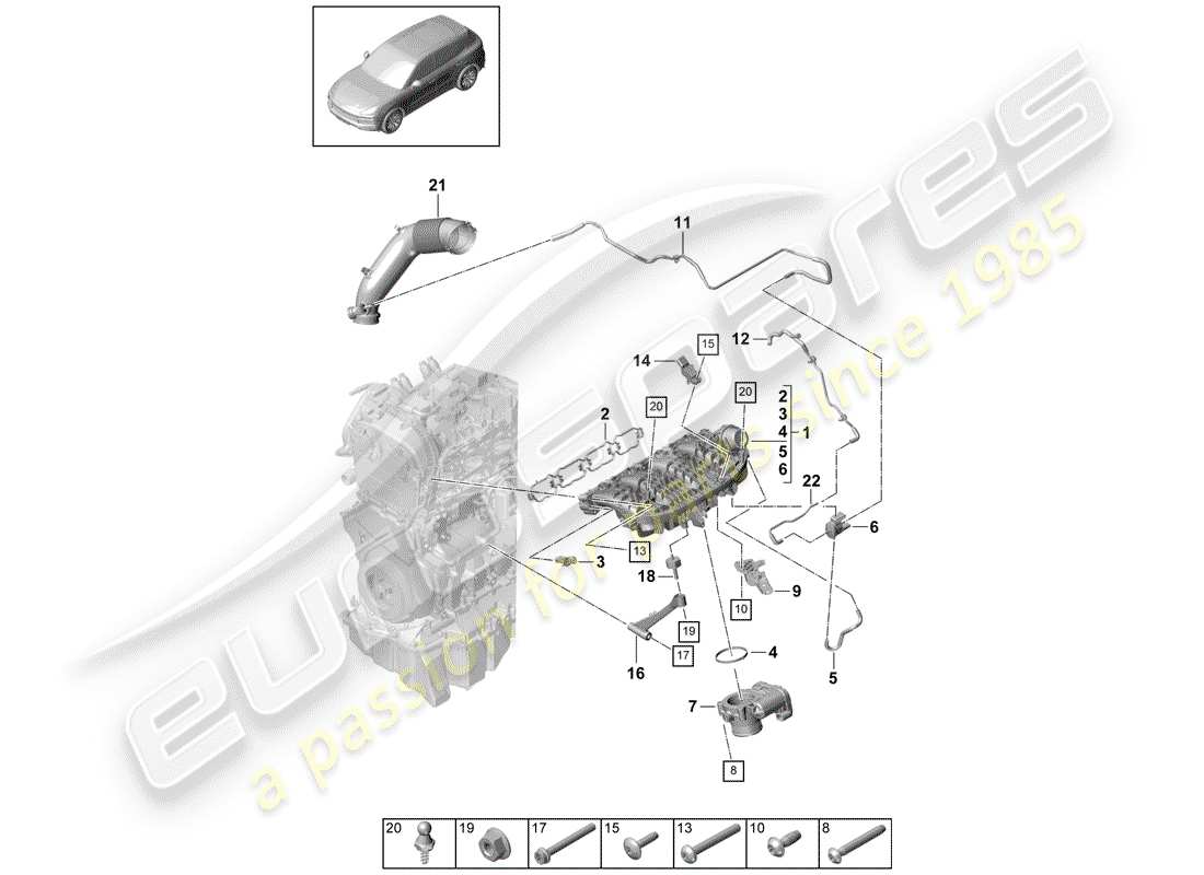 Porsche Cayenne E3 (2018) intake air distributor Parts Diagram