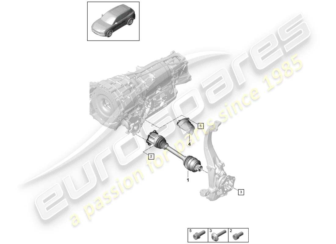 Porsche Cayenne E3 (2018) DRIVE SHAFT Parts Diagram
