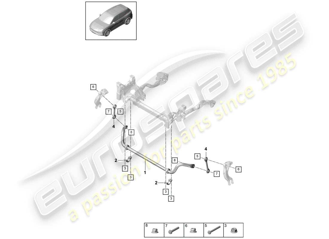 Porsche Cayenne E3 (2018) stabilizer Parts Diagram