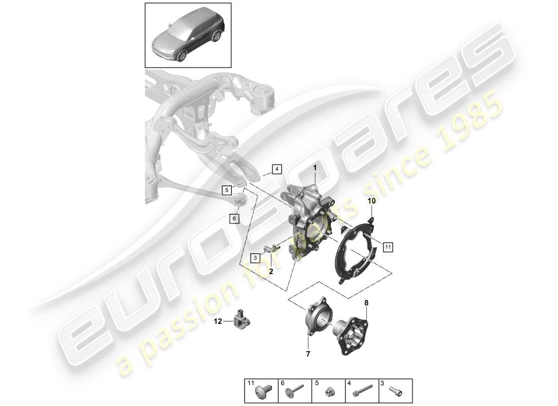 Porsche Cayenne E3 (2018) wheel carrier Parts Diagram