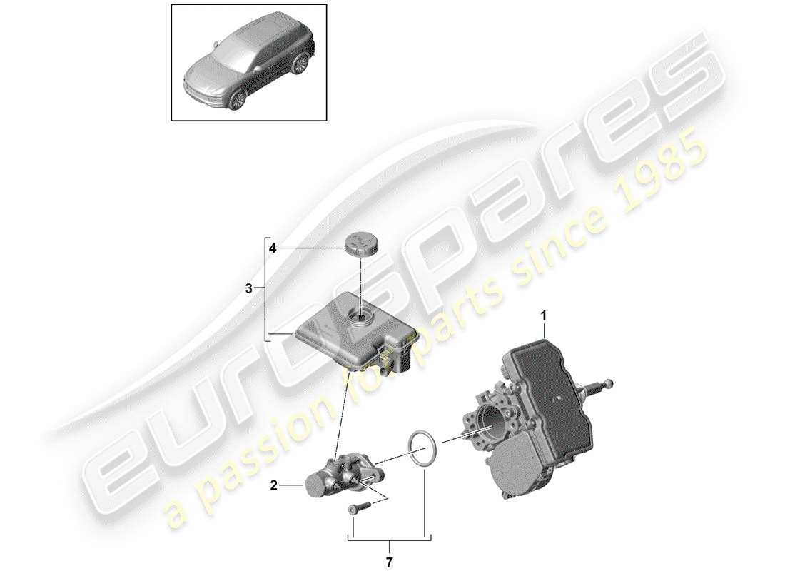 Porsche Cayenne E3 (2018) TANDEM BRAKE MASTER CYLINDER Parts Diagram