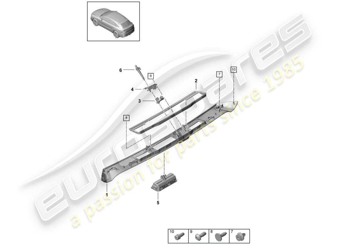 Porsche Cayenne E3 (2018) REAR TRUNK LID Parts Diagram