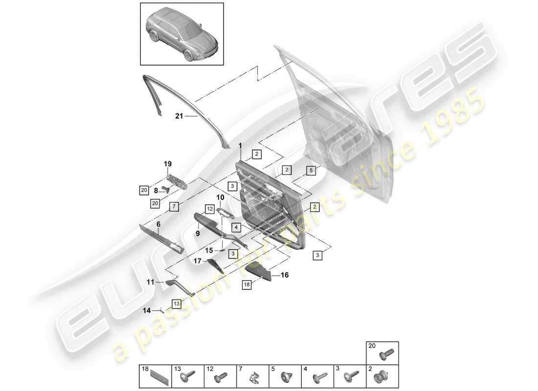 Porsche Cayenne E3 (2018) DOOR PANEL Parts Diagram