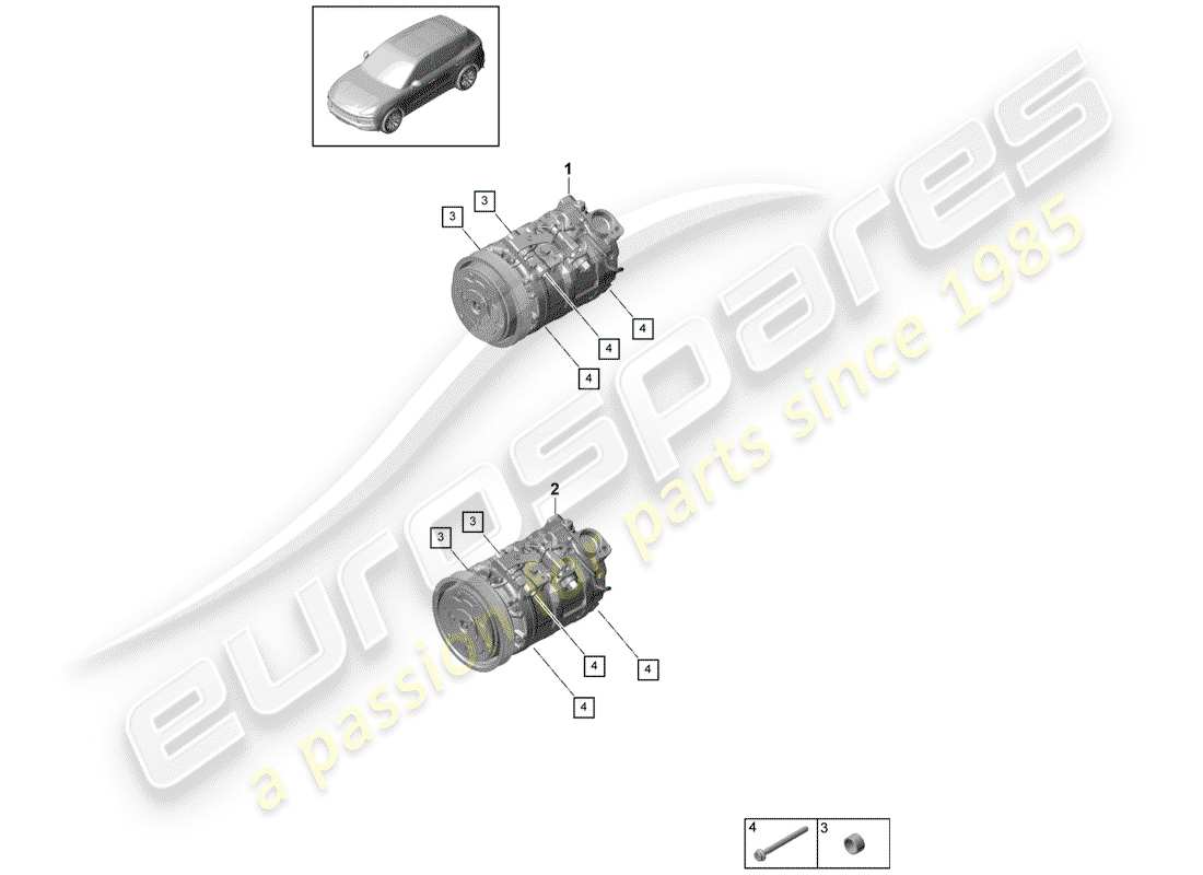 Porsche Cayenne E3 (2018) COMPRESSOR Parts Diagram