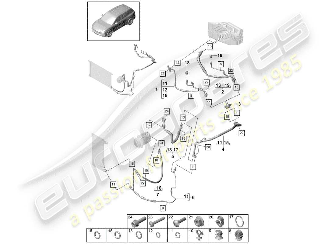 Porsche Cayenne E3 (2018) AIR CONDITIONER Parts Diagram