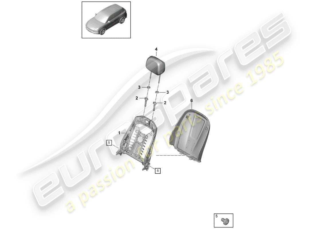Porsche Cayenne E3 (2018) FRAME - BACKREST Parts Diagram
