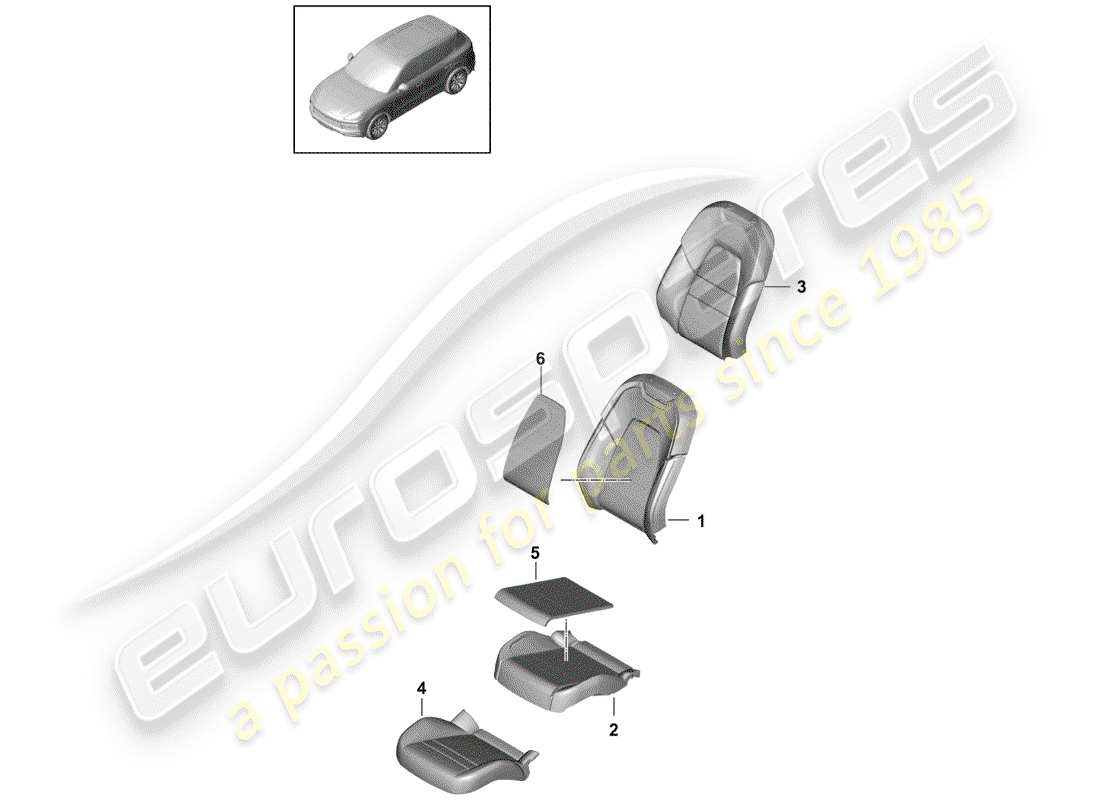 Porsche Cayenne E3 (2018) foam part Parts Diagram