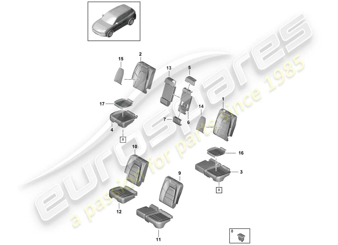 Porsche Cayenne E3 (2018) SEAT Parts Diagram