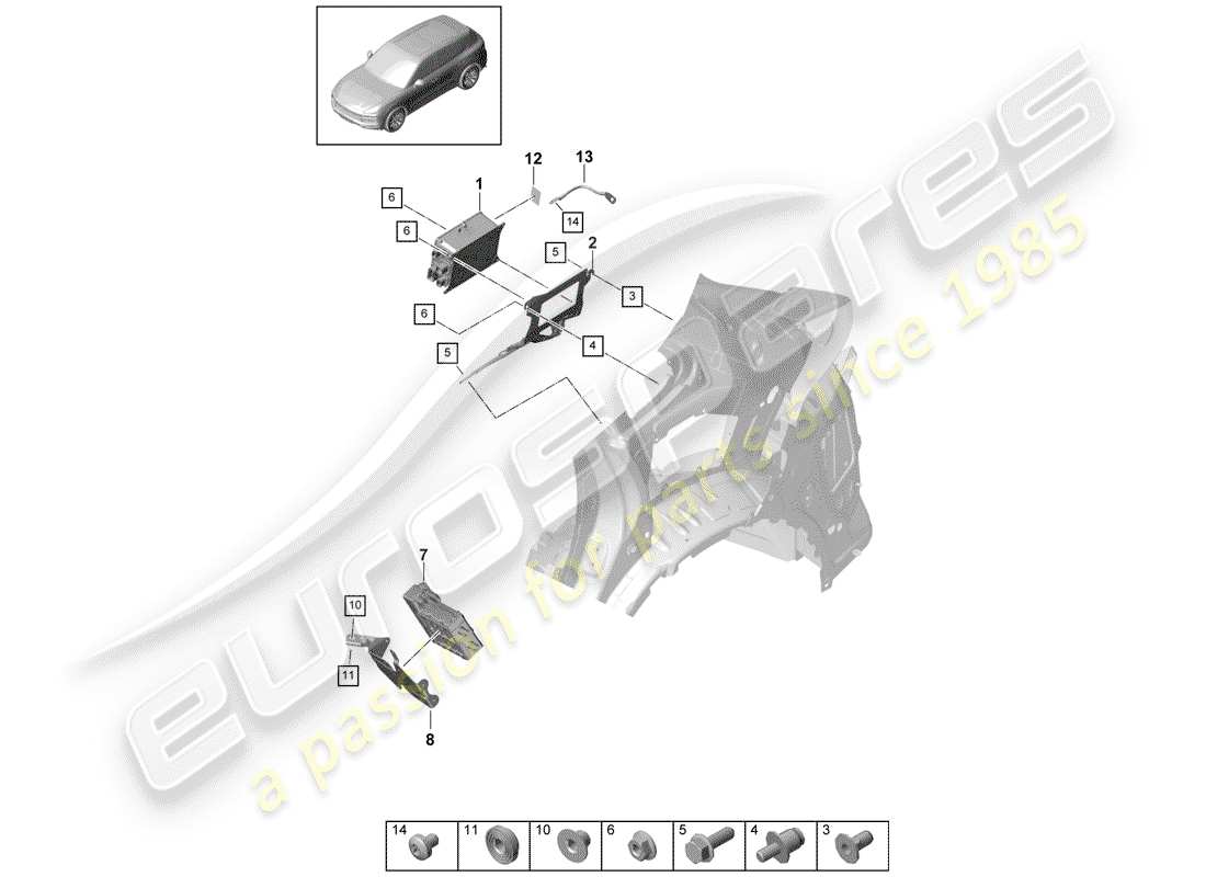 Porsche Cayenne E3 (2018) charger for high-voltage Parts Diagram