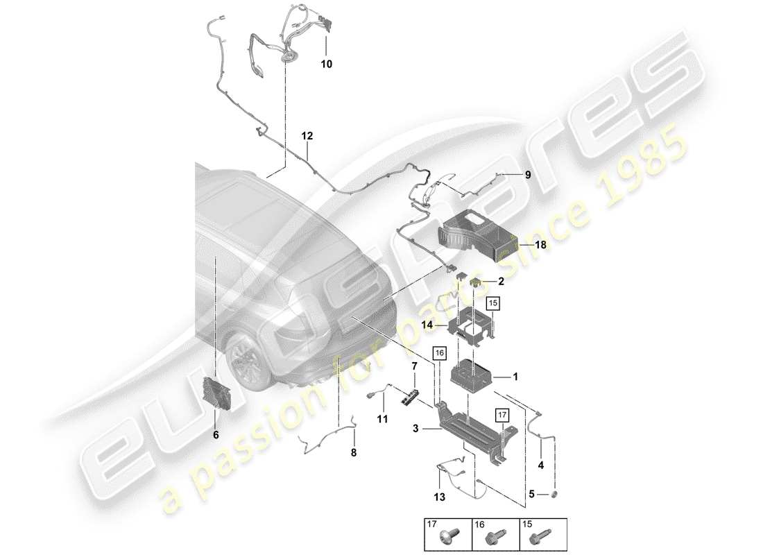 Porsche Cayenne E3 (2018) Battery Parts Diagram