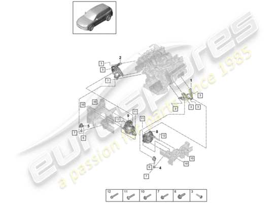 a part diagram from the Porsche Cayenne E3 (2018) parts catalogue