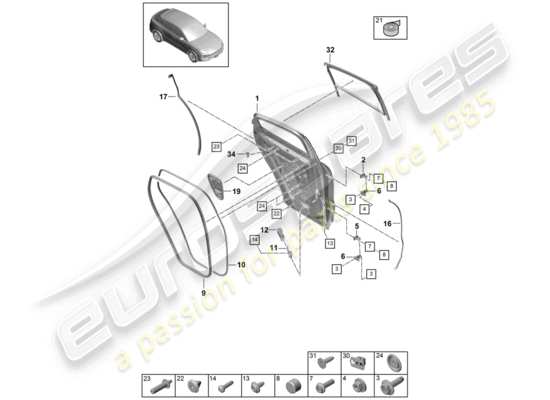 a part diagram from the Porsche Cayenne E3 (2018) parts catalogue