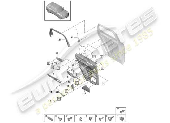 a part diagram from the Porsche Cayenne E3 (2018) parts catalogue