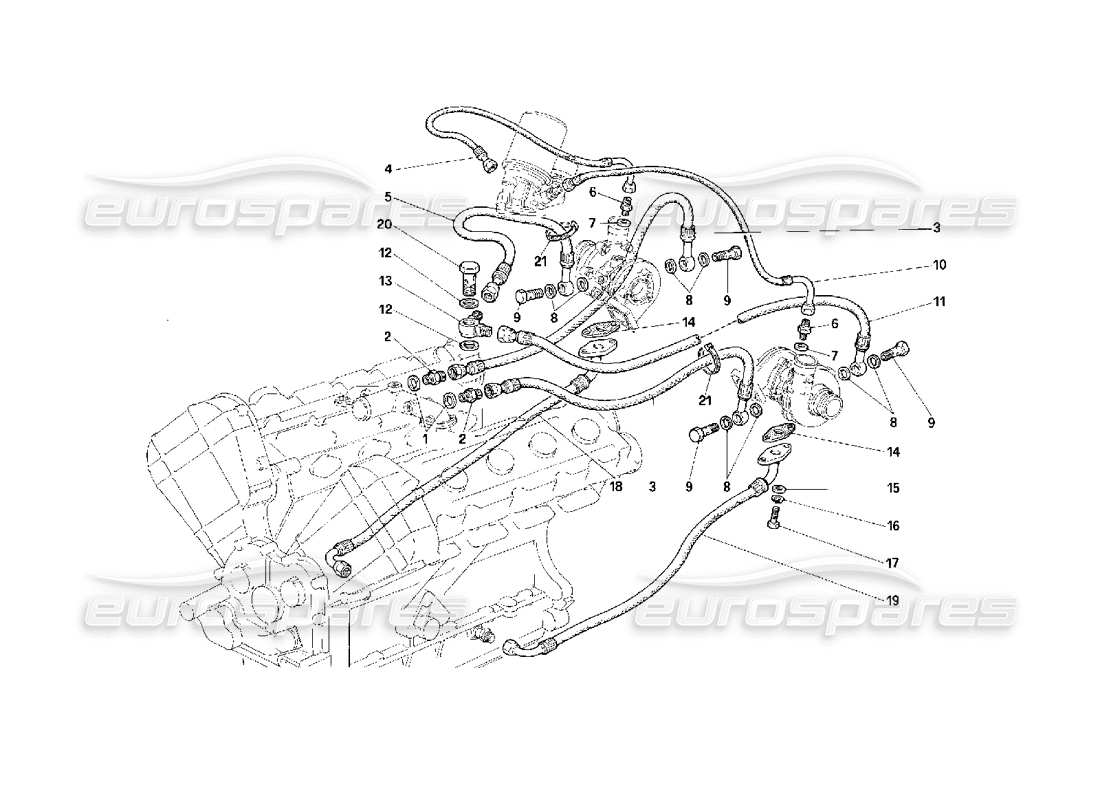 Ferrari F40 Oversupply System Lubrication and Cooling -Not for Cars With Catalyst- Parts Diagram