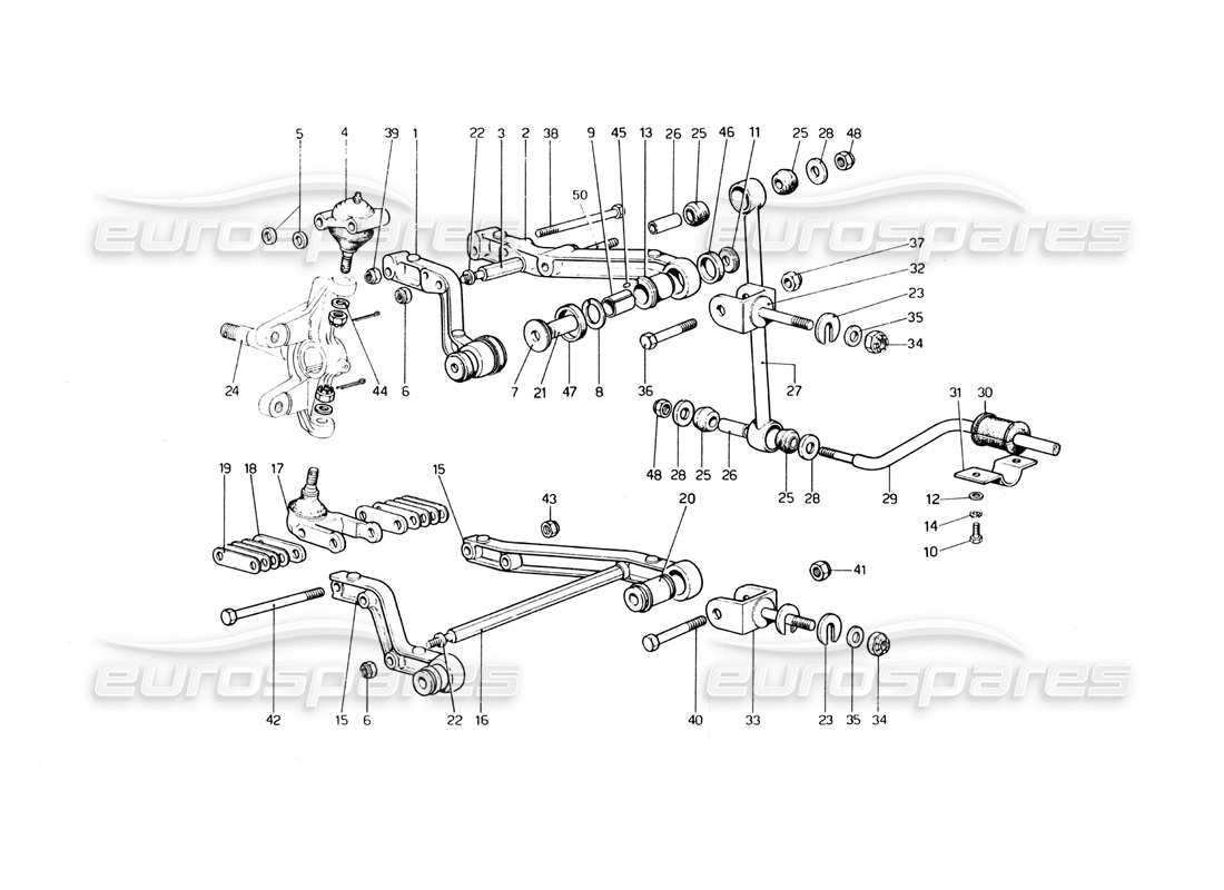 Ferrari 400 GT (Mechanical) Front Suspension - Wishbones Part Diagram
