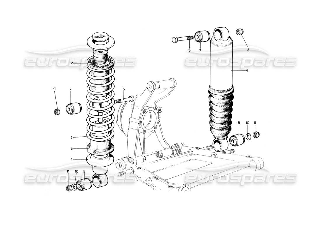 Ferrari 400 GT (Mechanical) Rear Suspension - Shock Absorber and Self-Leveling Parts Diagram