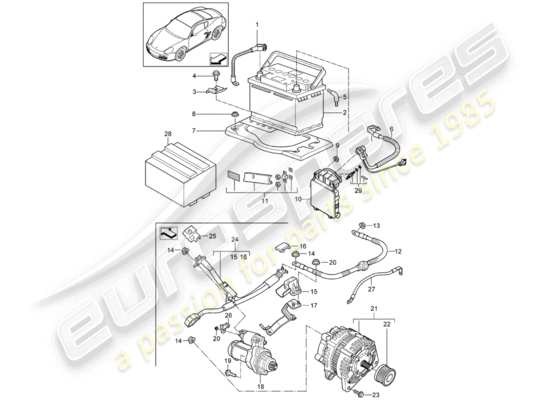 a part diagram from the Porsche Cayman 987 (2012) parts catalogue