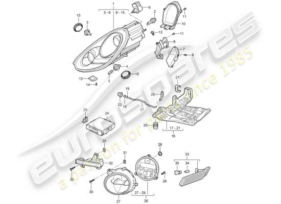 a part diagram from the Porsche Cayman 987 parts catalogue