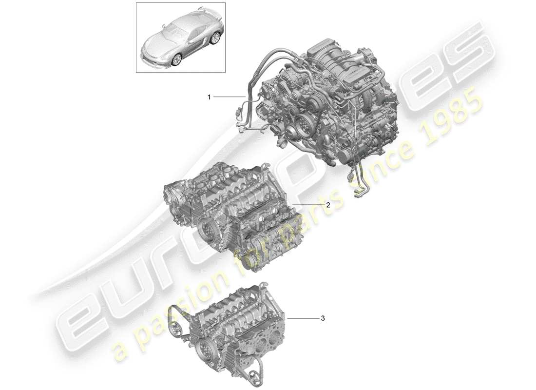 Porsche Cayman GT4 (2016) REPLACEMENT ENGINE Part Diagram