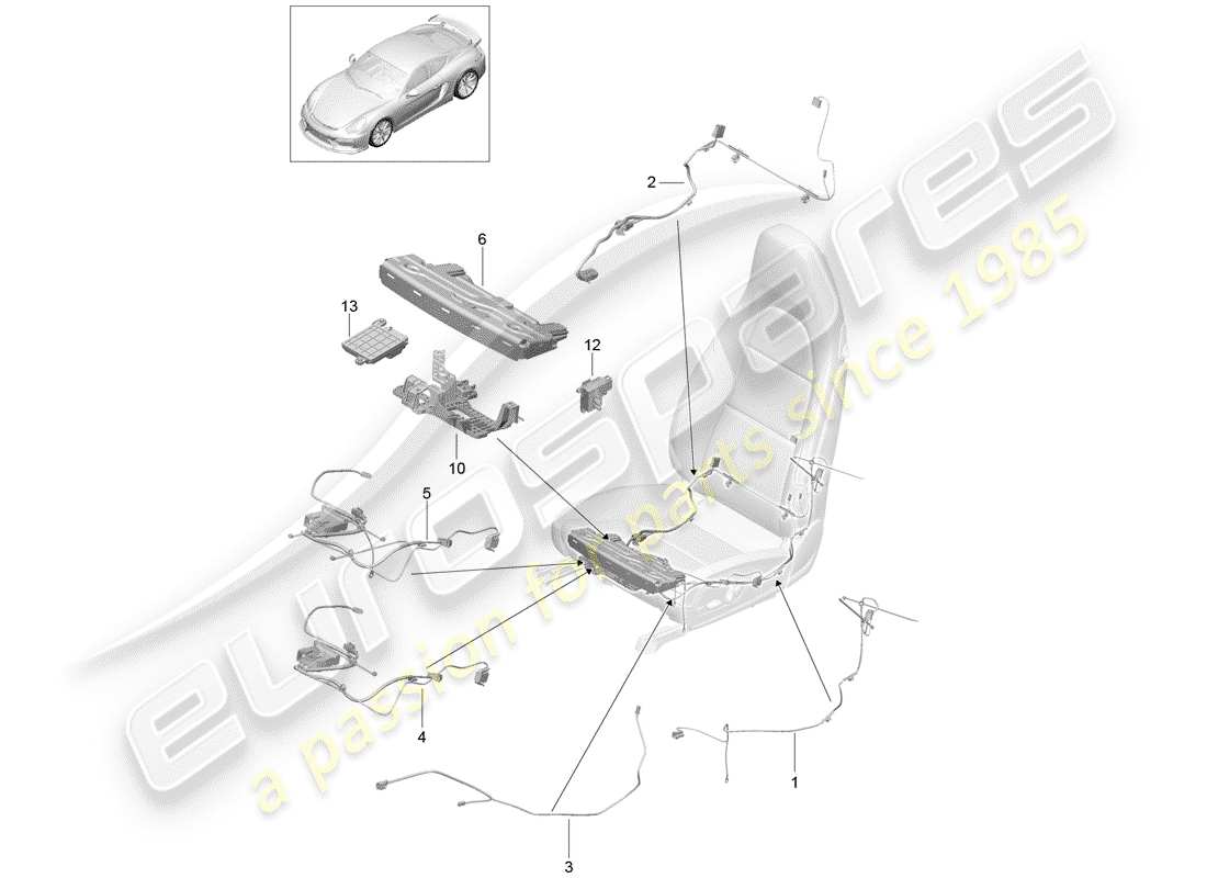 Porsche Cayman GT4 (2016) wiring harnesses Part Diagram