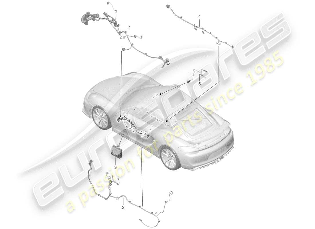 Porsche Cayman GT4 (2016) wiring harnesses Part Diagram