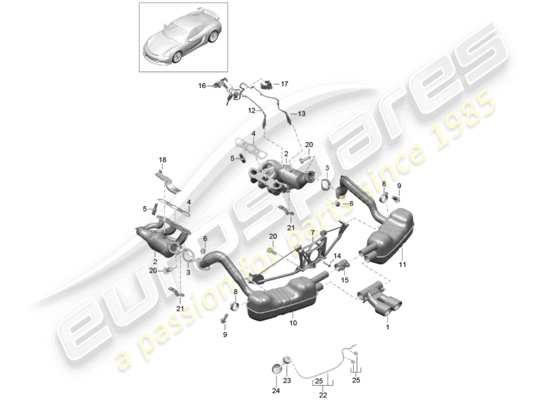 a part diagram from the Porsche Cayman GT4 parts catalogue