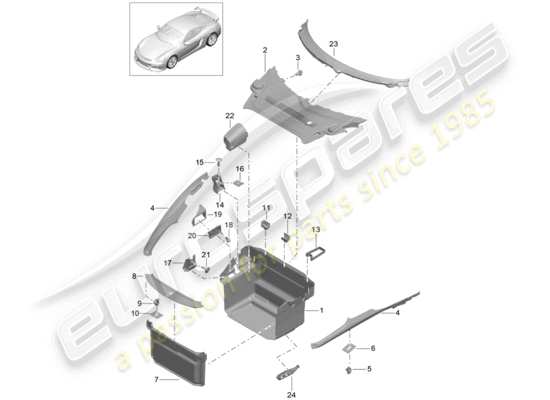 a part diagram from the Porsche Cayman GT4 parts catalogue