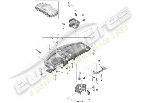 a part diagram from the Porsche Cayman GT4 (2016) parts catalogue