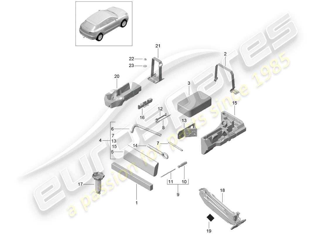 Porsche Macan (2015) TOOL Part Diagram