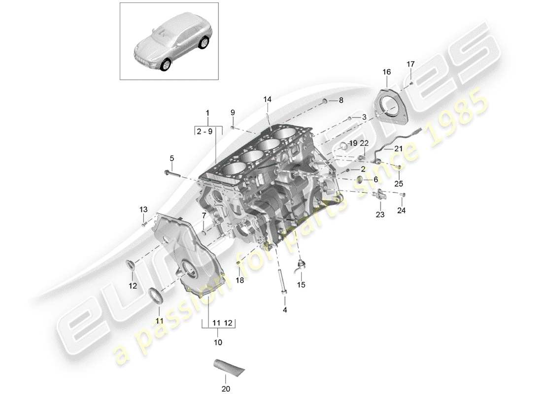 Porsche Macan (2015) crankcase Part Diagram