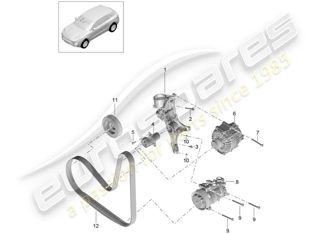 Porsche Macan (2015) belt tensioning damper Part Diagram