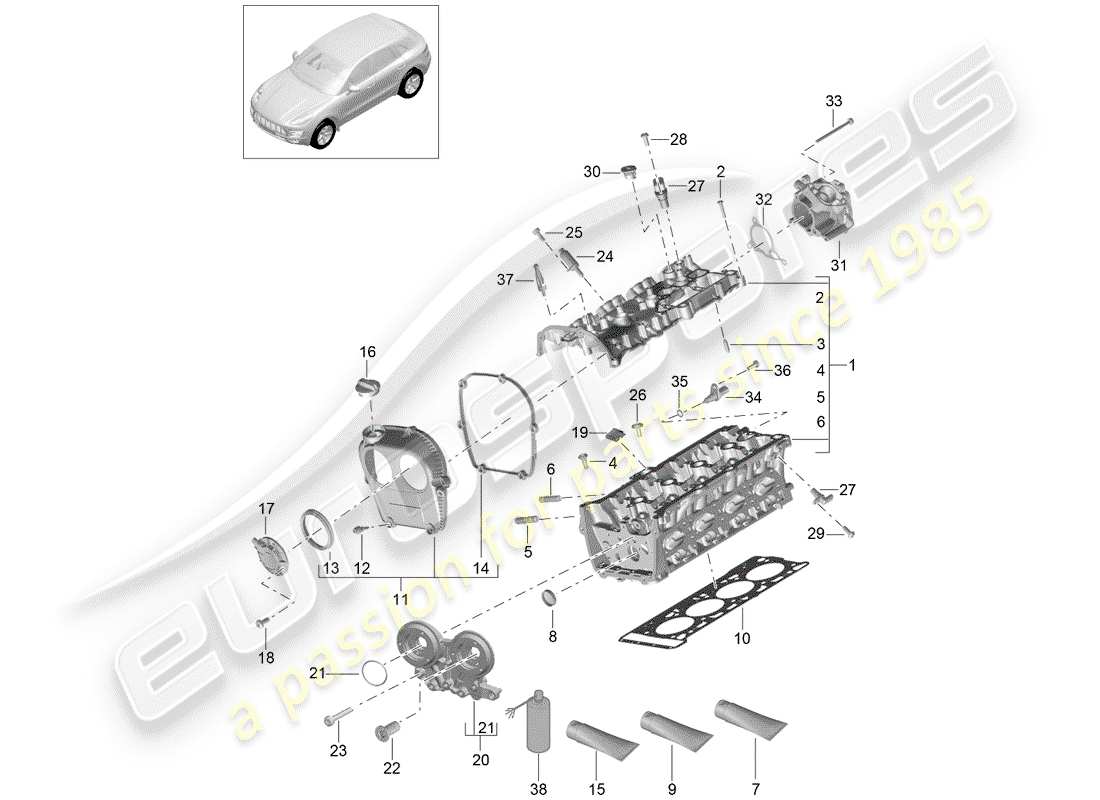 Porsche Macan (2015) CYLINDER HEAD Part Diagram