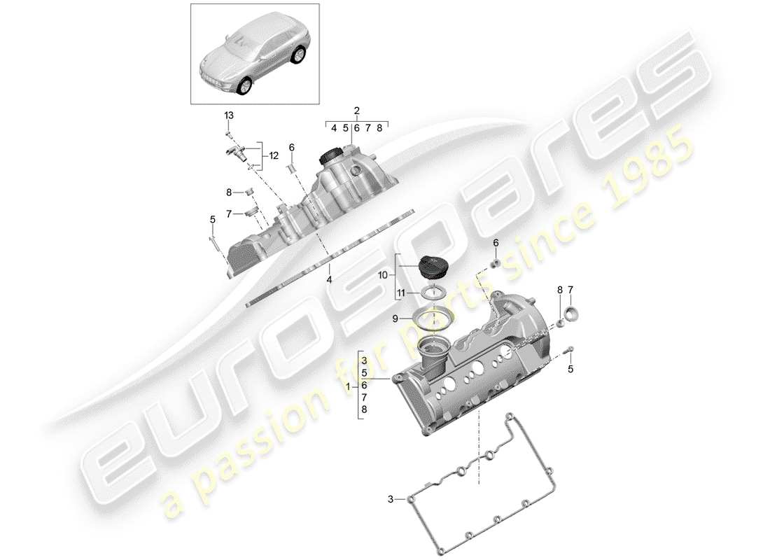 Porsche Macan (2015) valve cover Part Diagram