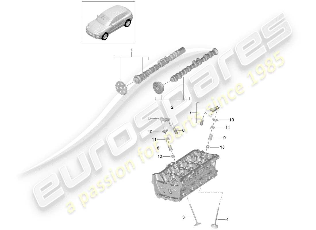 Porsche Macan (2015) CAMSHAFT, VALVES Part Diagram
