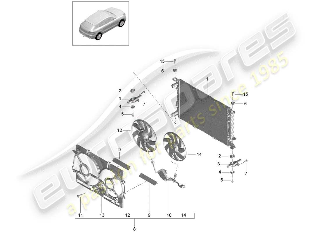 Porsche Macan (2015) water cooling Part Diagram