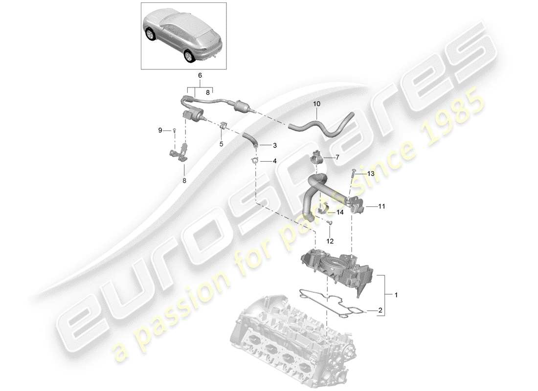 Porsche Macan (2015) oil separator Part Diagram