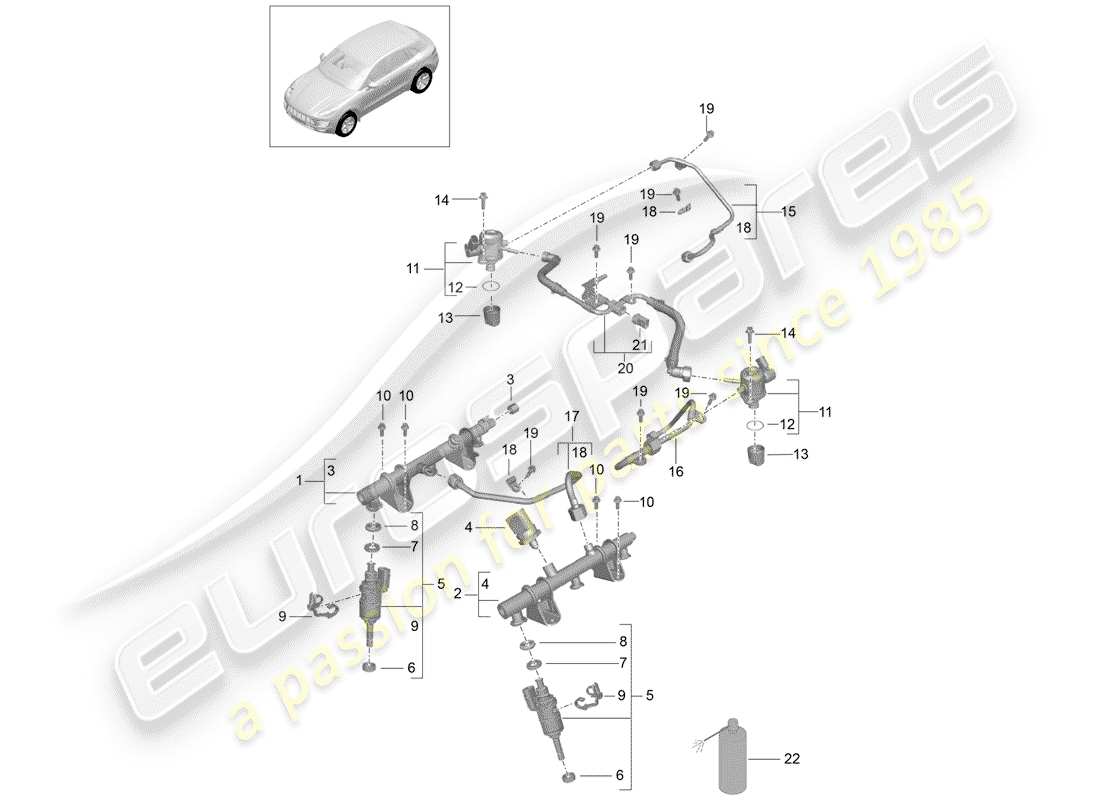 Porsche Macan (2015) FUEL COLLECTION PIPE Part Diagram
