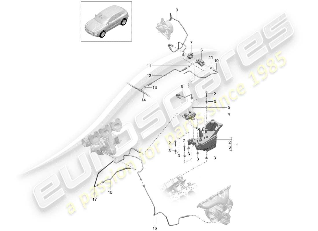 Porsche Macan (2015) for vehicles with charge Part Diagram