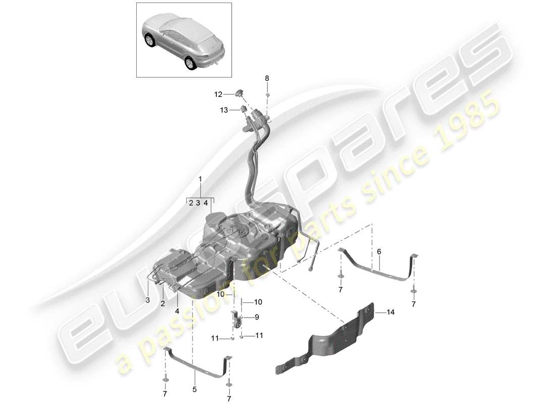 Porsche Macan (2015) fuel tank with Part Diagram