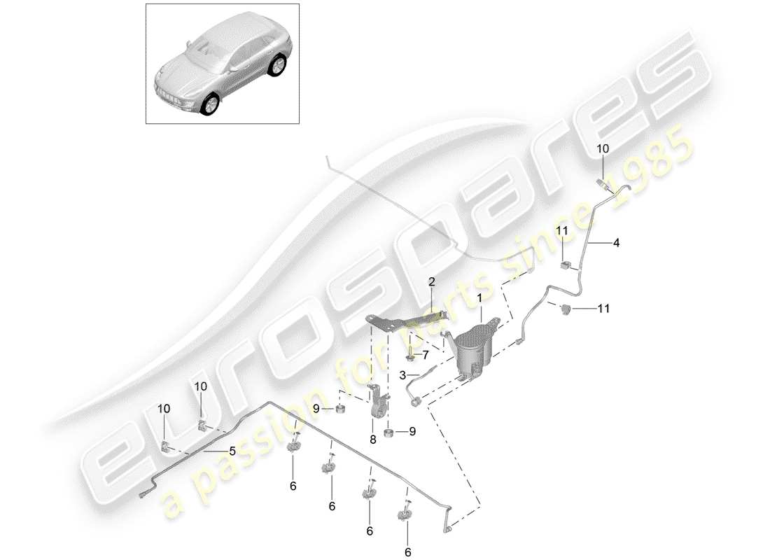 Porsche Macan (2015) EVAPORATIVE EMISSION CANISTER Part Diagram